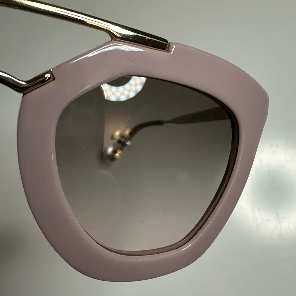 Prada Cinema Iconic Cat Eye Sunglasses 09Q Opal Pink Gold Aviator Gradient - Picture 11 of 14